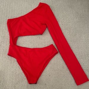 WORN ONCE! Emma & Sam Red One Sleeve Bodysuit